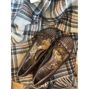 Born Women's Slip On Ballet Flat Round toe Metallic Brown Size 9 Office Church